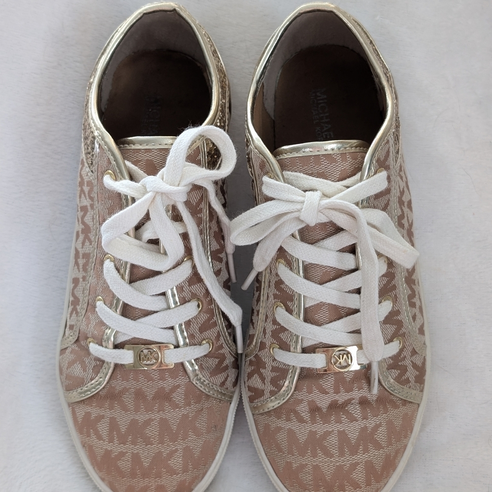 2 Pairs MICHAEL Michael Kors Rose Gold Sneakers/Bessie Sandals Size 5